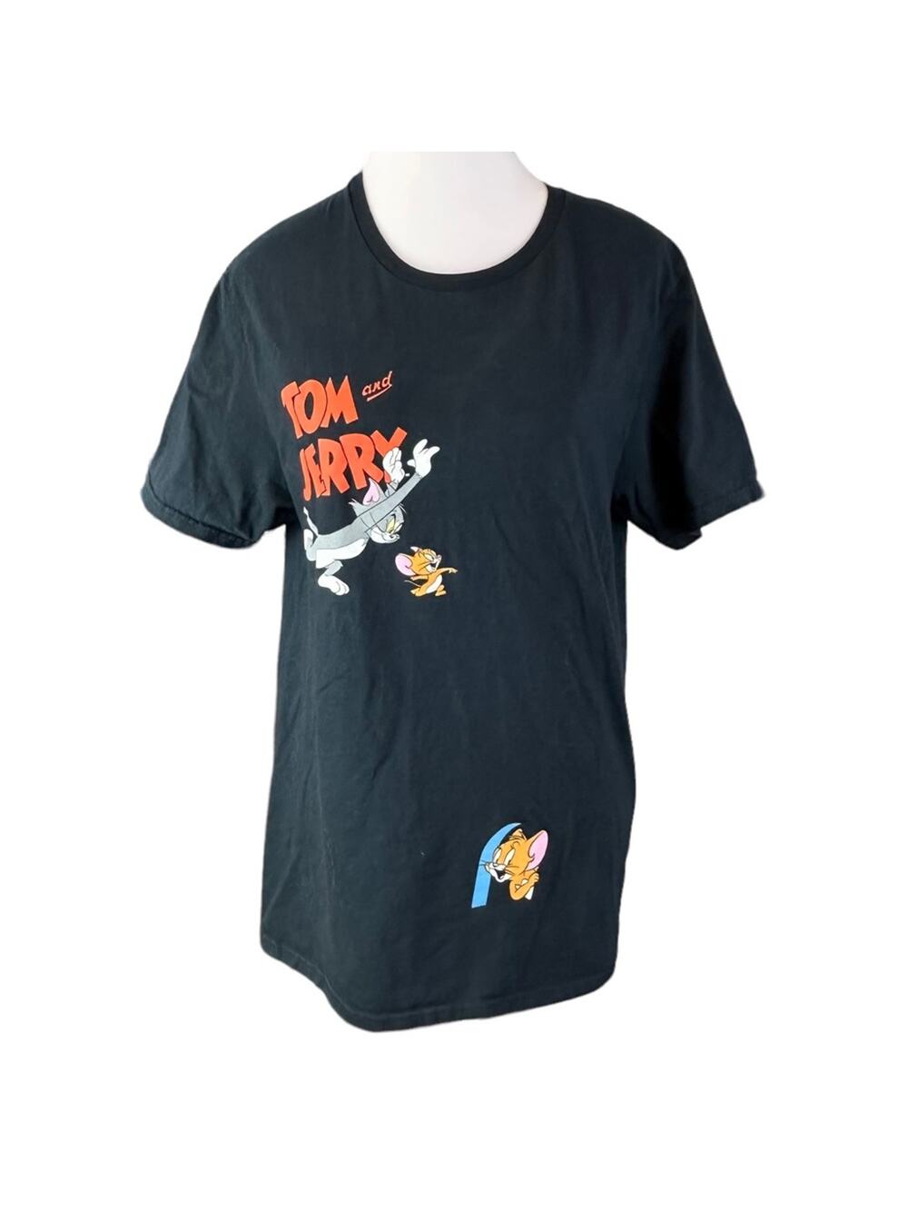 Tom and Jerry Graphic Tee T Shirt Sz Medium Black